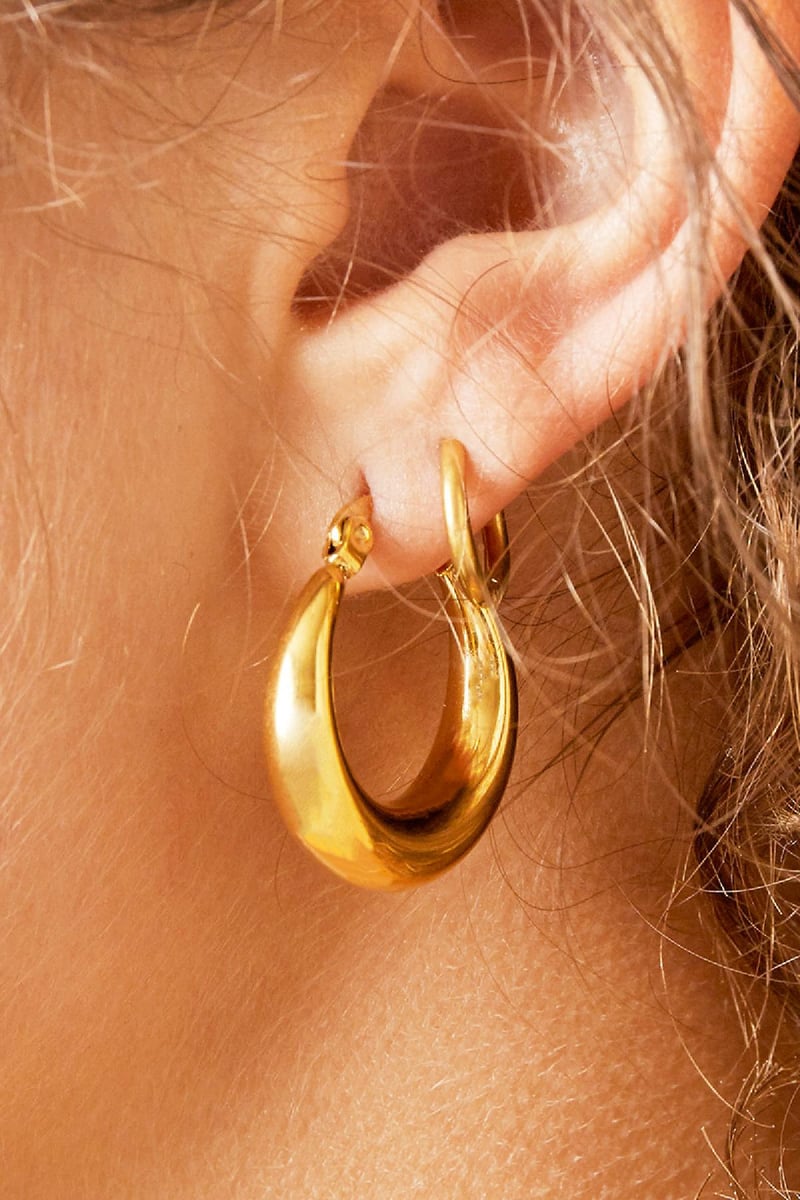 Oorbellen Arched Goud kleur Stainless Steel