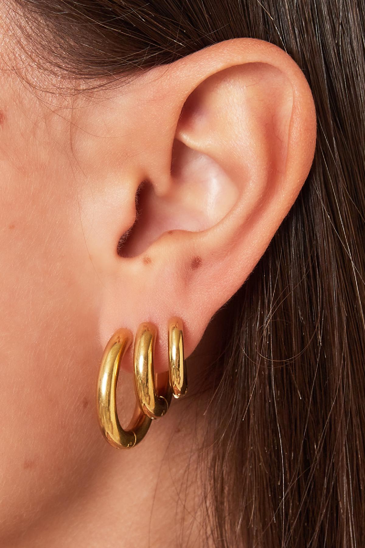 Basic creolen oorbellen - medium Goud kleur Stainless Steel