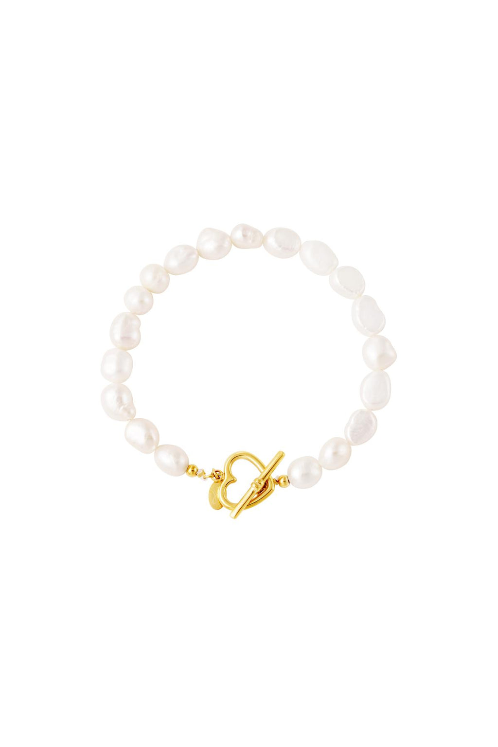Armband parel hart sluiting Goud kleur Stainless Steel