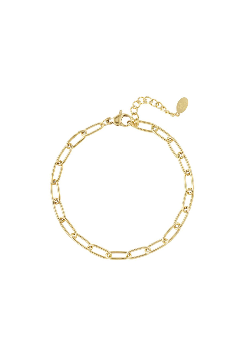 Schakelarmband basic Goud kleur Stainless Steel