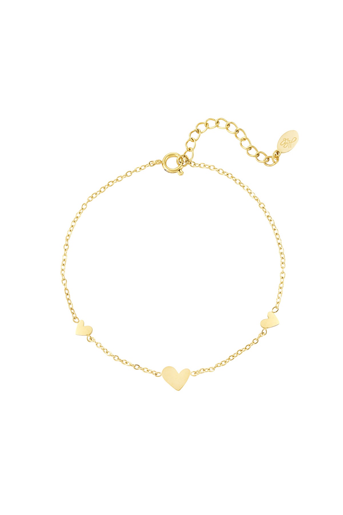 Klassieke armband met hartjes - roestvrij staal