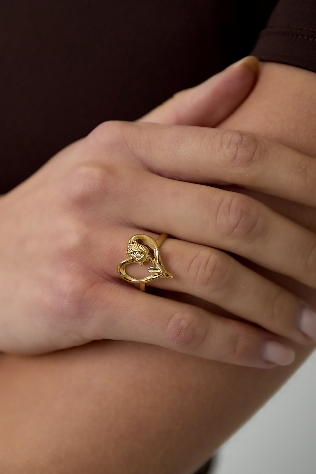 Opvallende ringen van roestvrij staal in hartvorm, Sweet Daily Romantic-serie, damessieraden