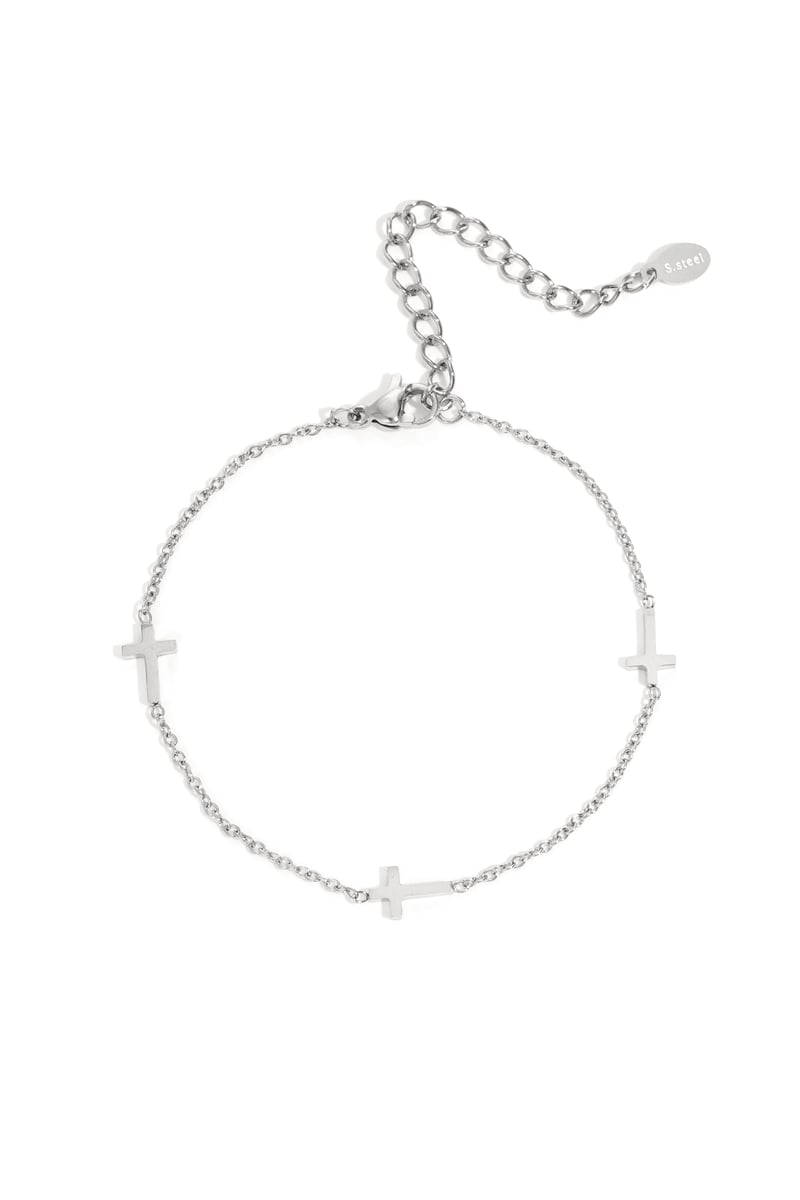 Roestvrijstalen kettingarmbanden met kruis, casual, dagelijks, eenvoudig, serie, damessieraden
