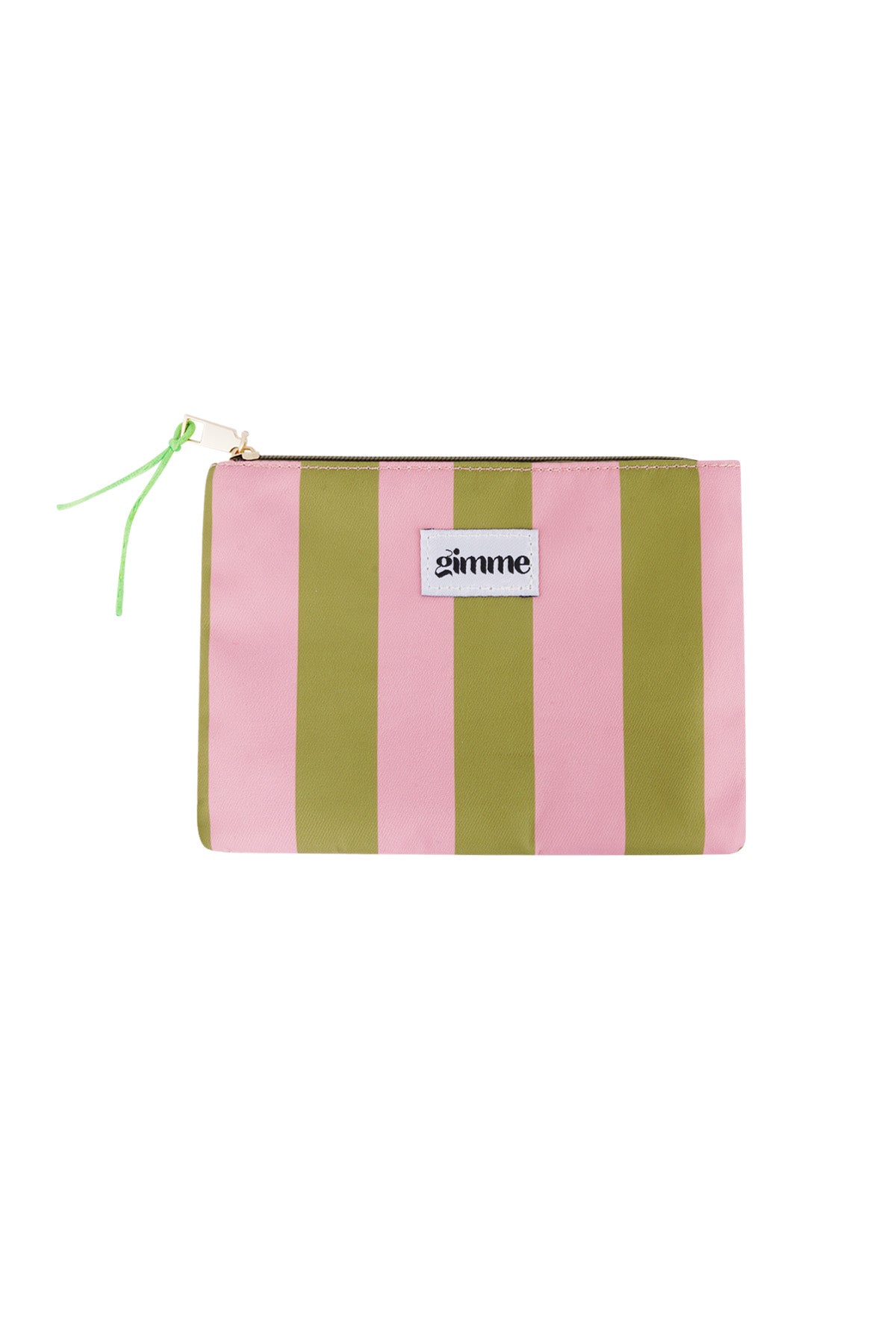 Plat toilettasje grote streep - Groen roze