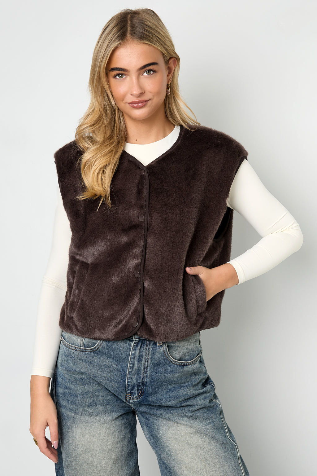 Polyestervezel (polyester) Vesten Effen herfst/winterkleding