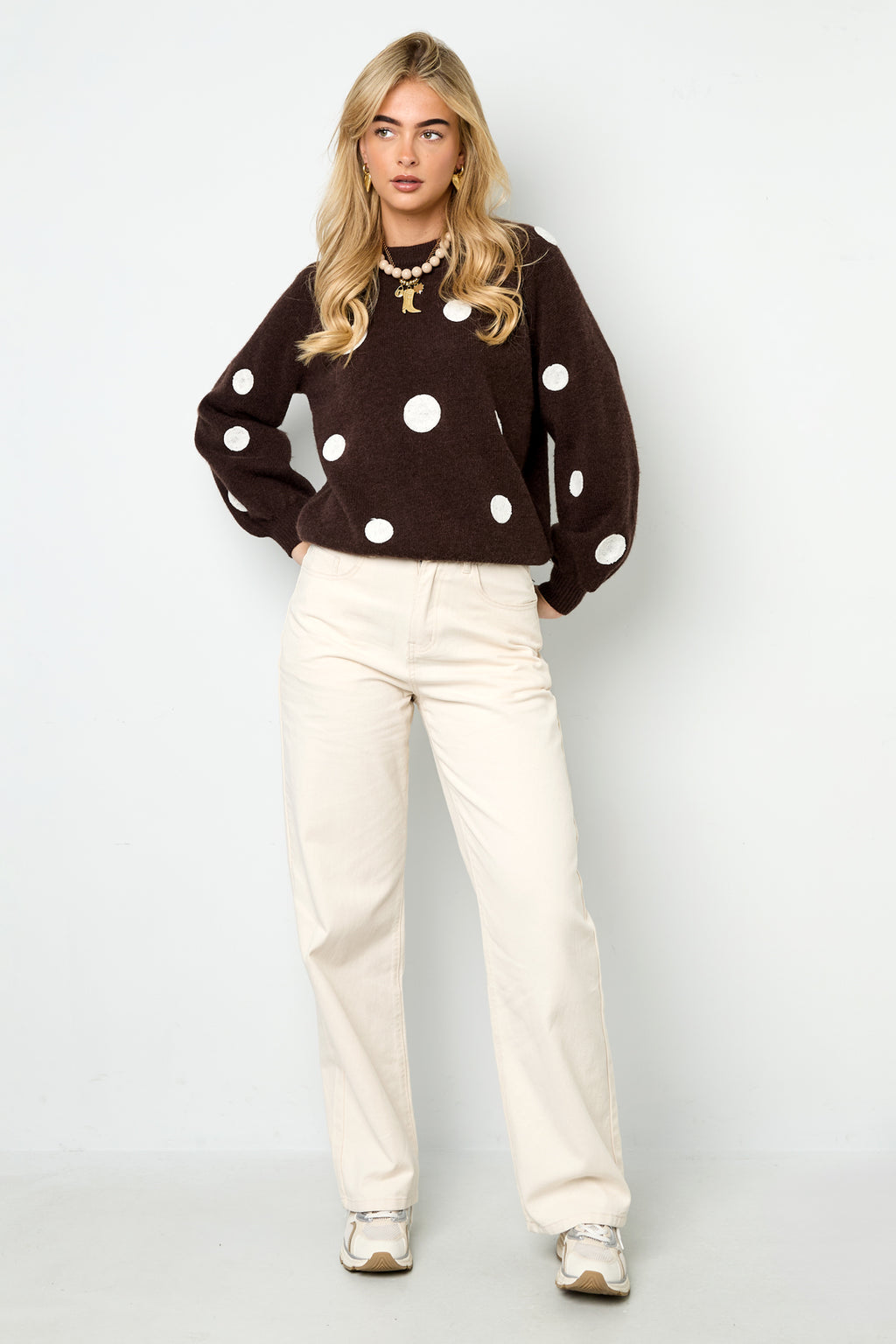 Polyestervezel (polyester) Gebreide truien Stippen Casual Herfst/Winterkleding