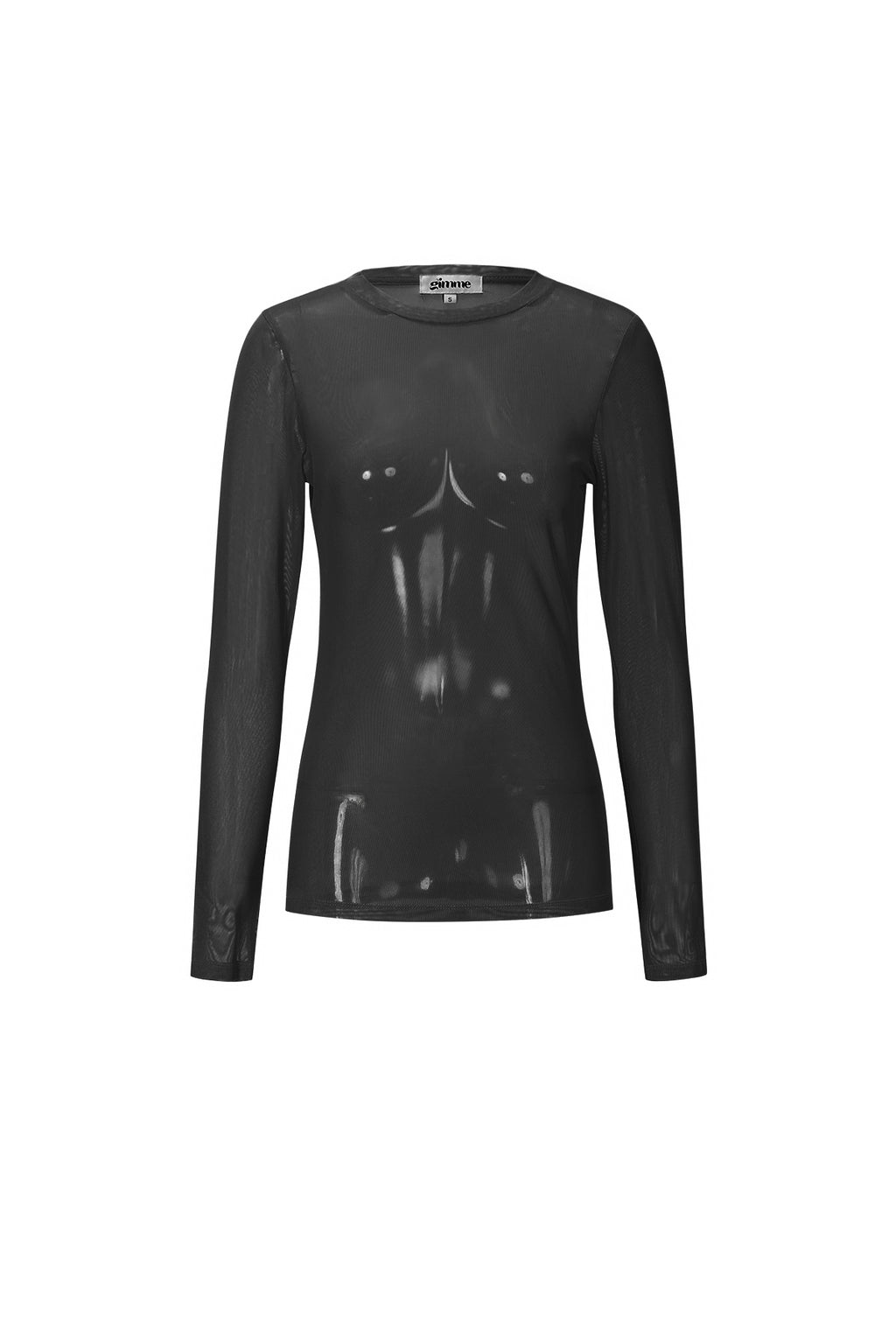 Mesh top met lange mouwen