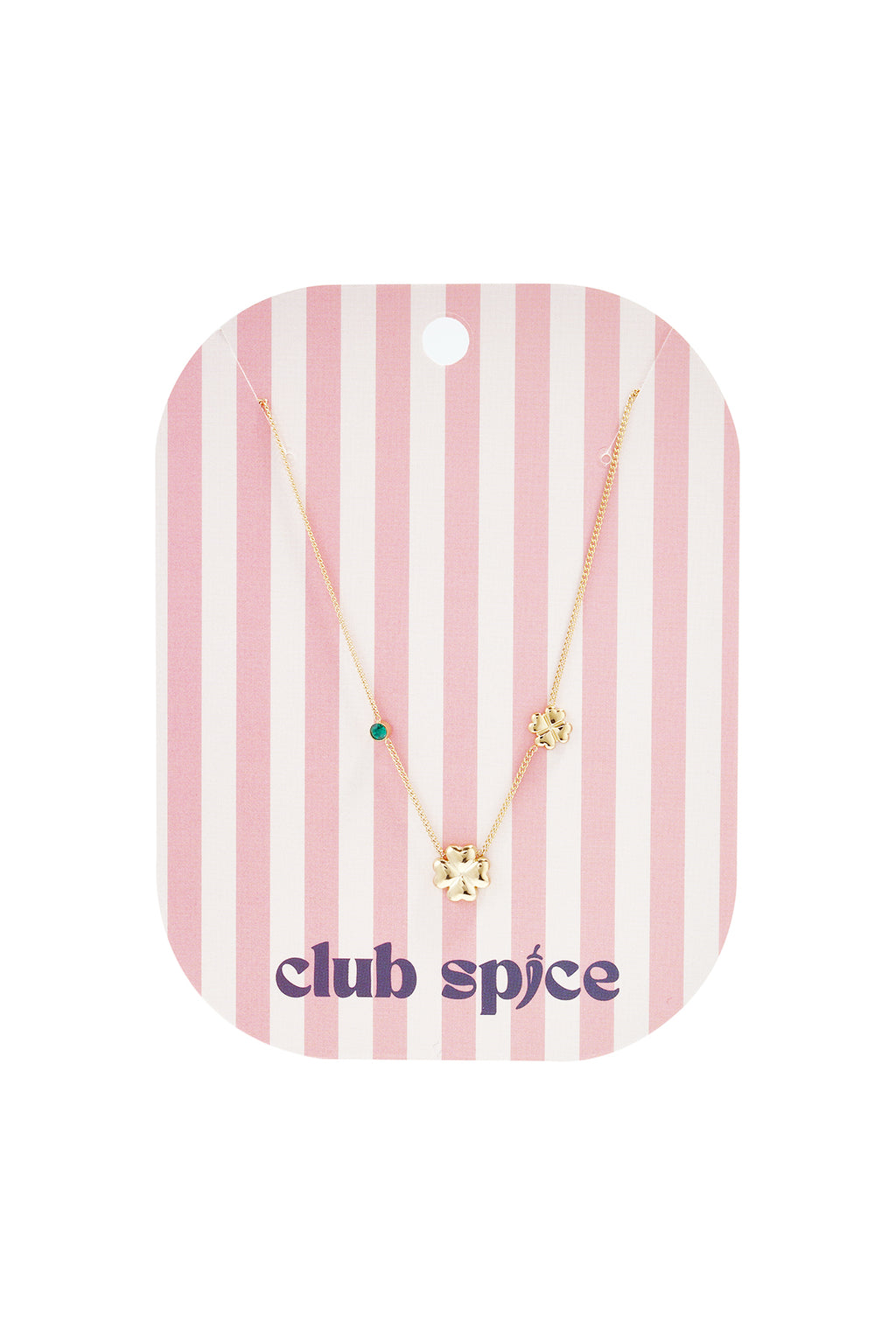 Ketting met klavertjes en gekleurd steentje