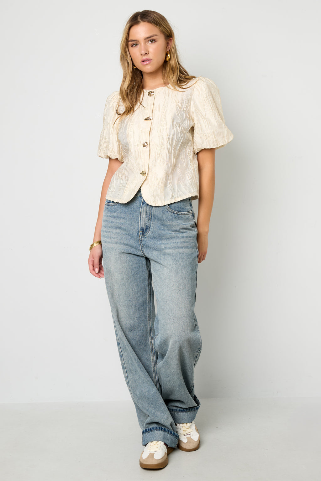 Geweven Polyestervezel Vrouwen Korte Mouwen Tops Elegant Solide Kleur Lente/Zomer
