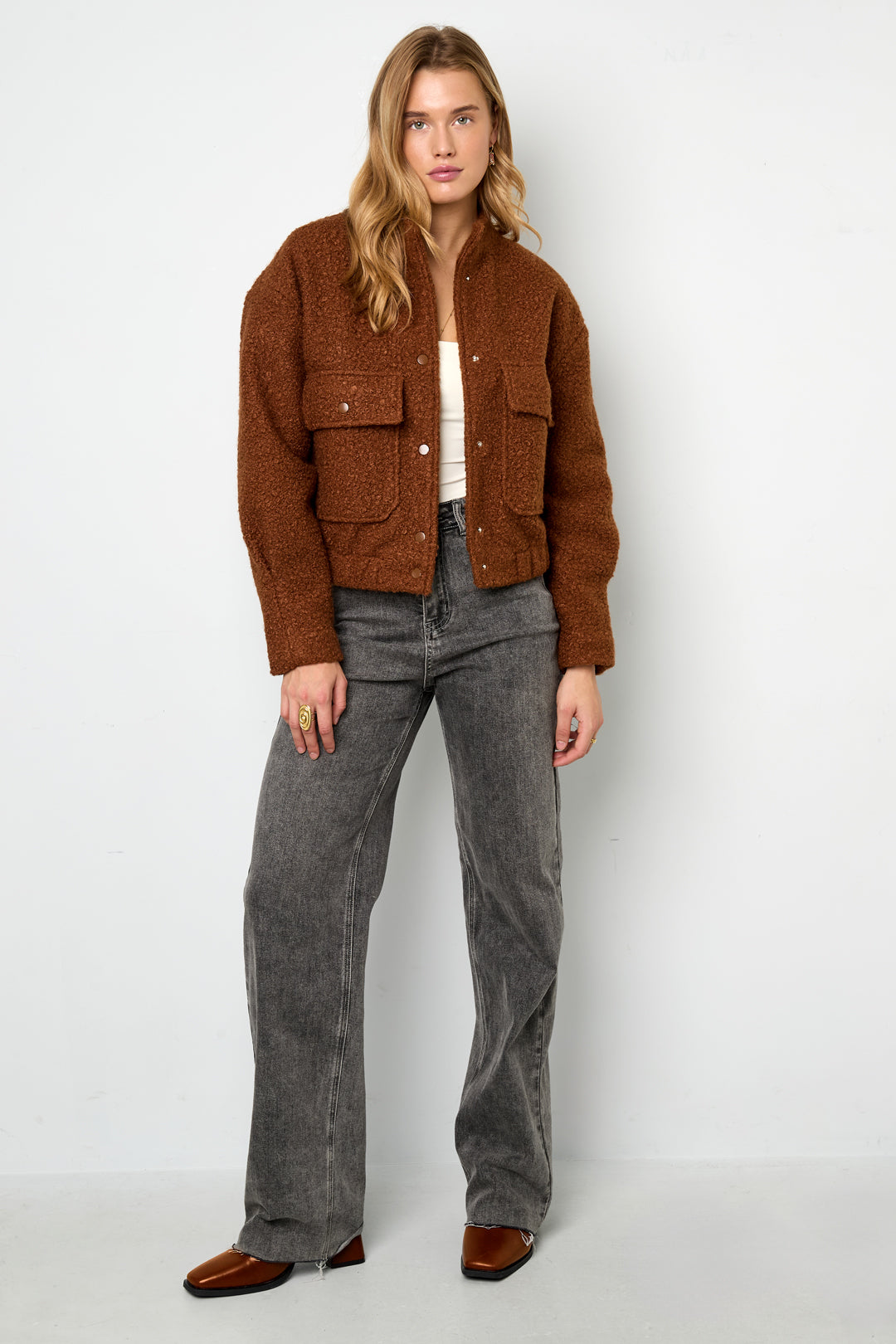 Boucle bomber jas