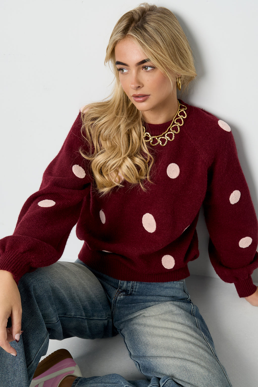 Polyestervezel (polyester) Gebreide truien Stippen Casual Herfst/Winterkleding
