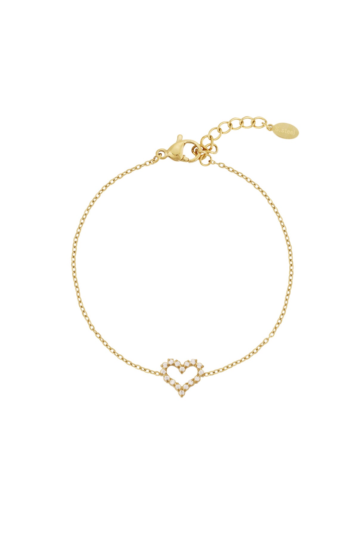 Armband met strass steentjes en hartje