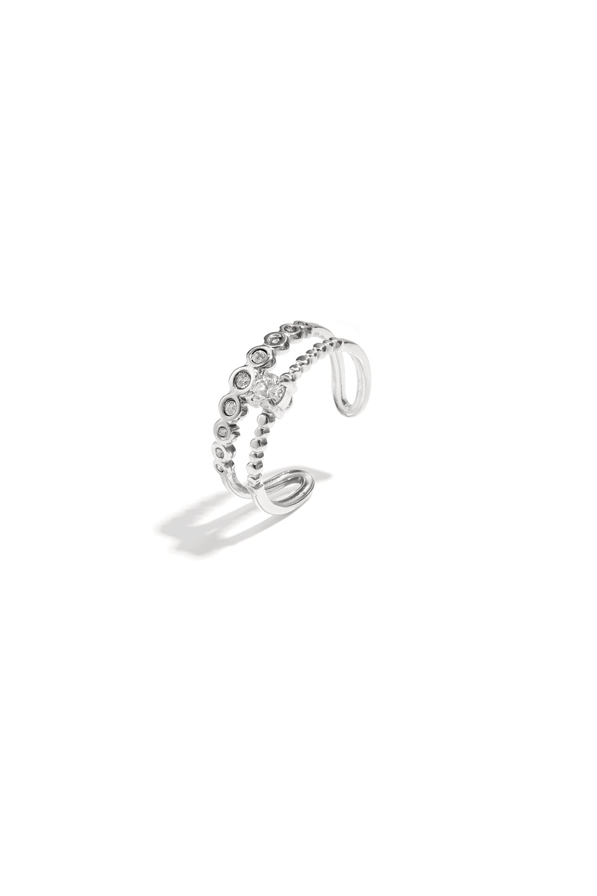 Ringen van roestvrij staal met edelstenen, onregelmatige vorm, Simple Daily, Simple Series, damessieraden