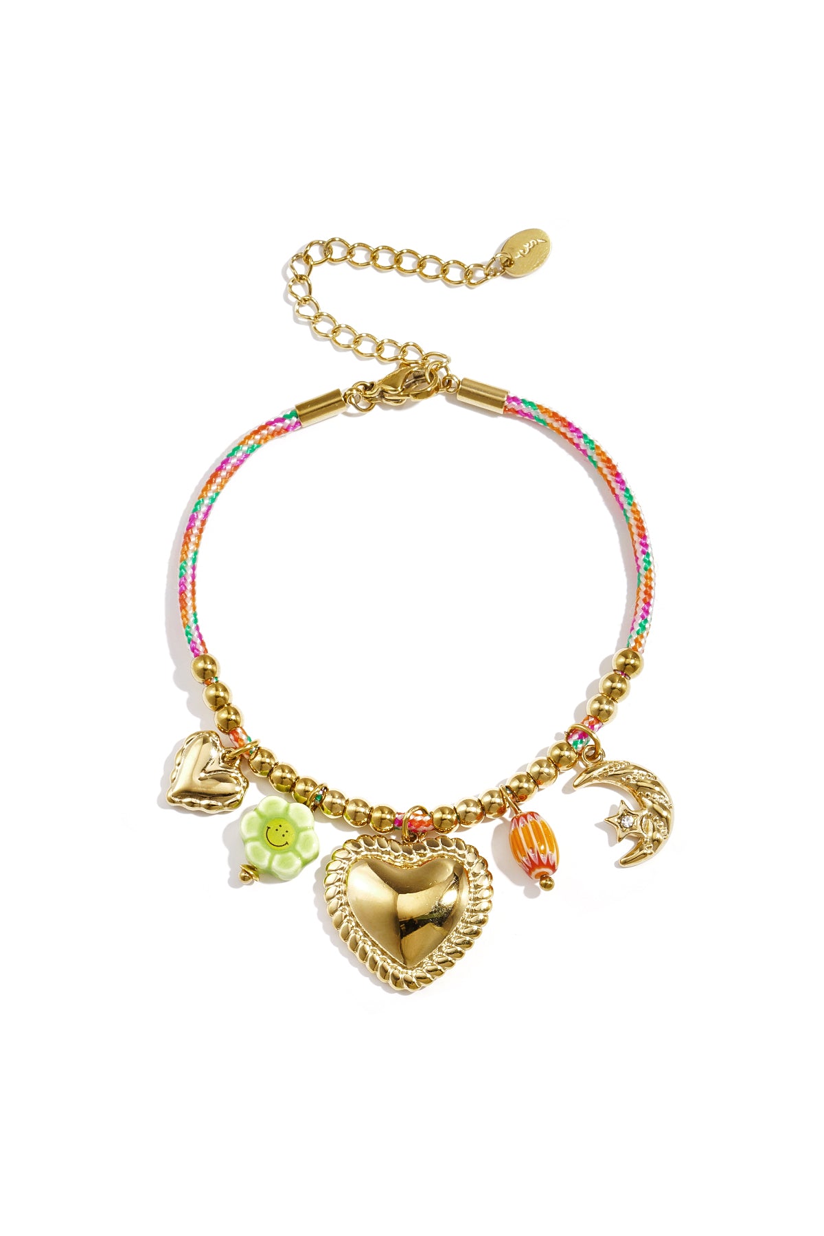 Armbanden met touwbedeltjes, hartjes, dagelijkse romantische serie, damessieraden