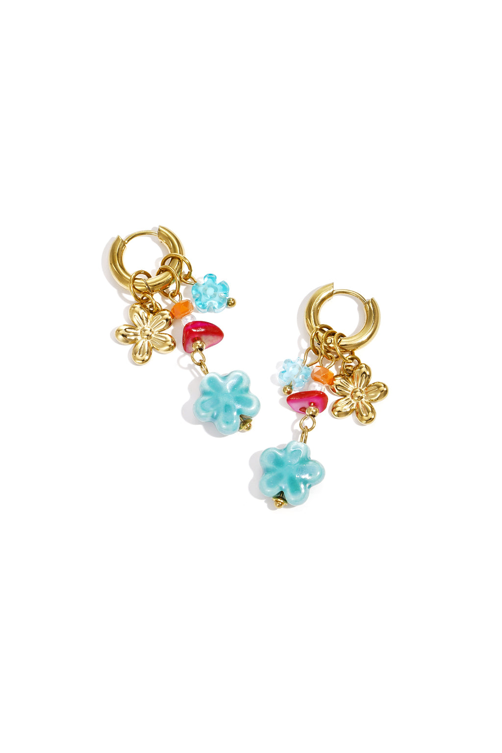 Roestvrijstalen hangende oorbellen met bloemmotief, casual, dagelijks en romantisch, dames sieraden
