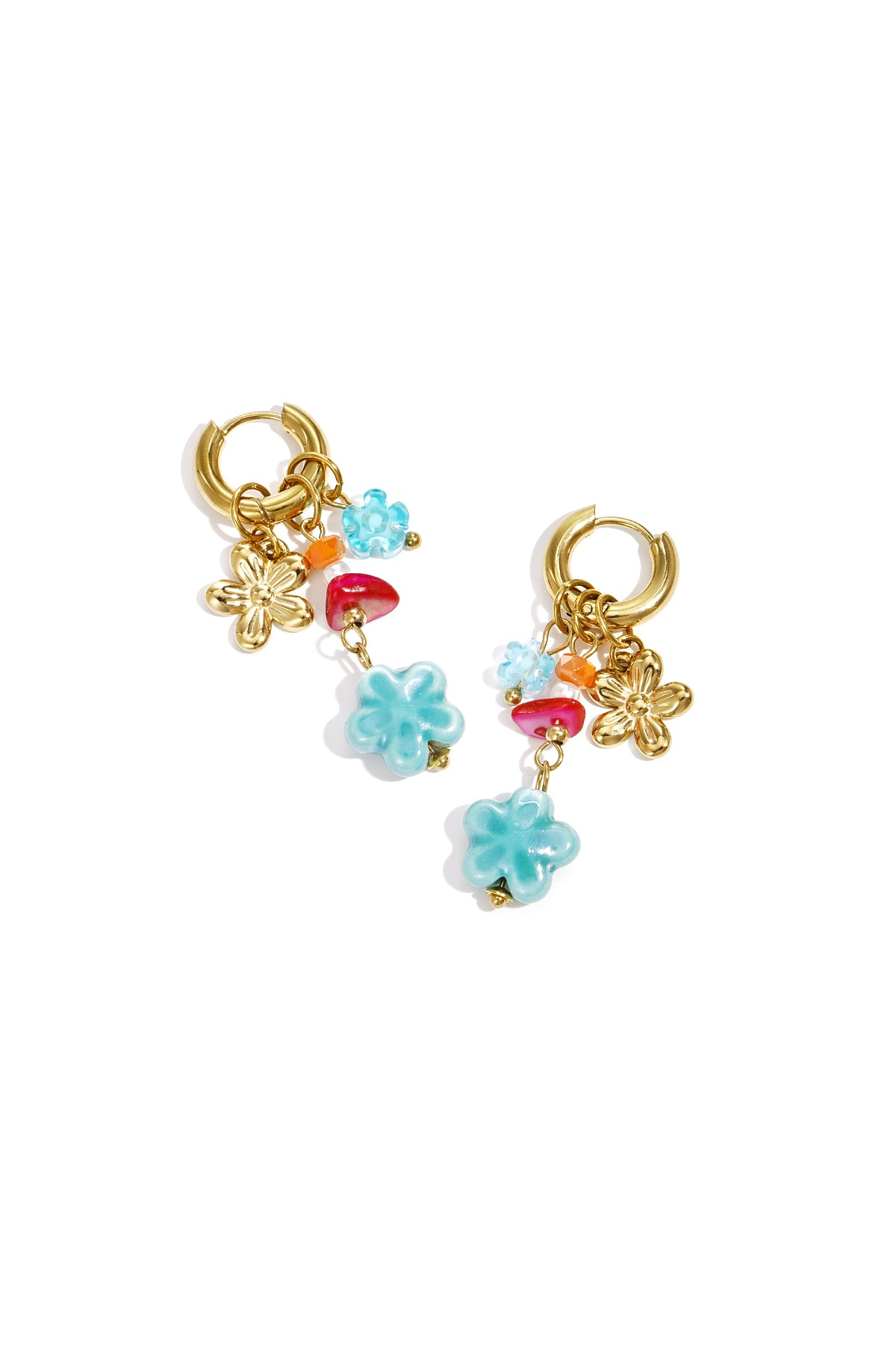 Roestvrijstalen hangende oorbellen met bloemmotief, casual, dagelijks en romantisch, dames sieraden