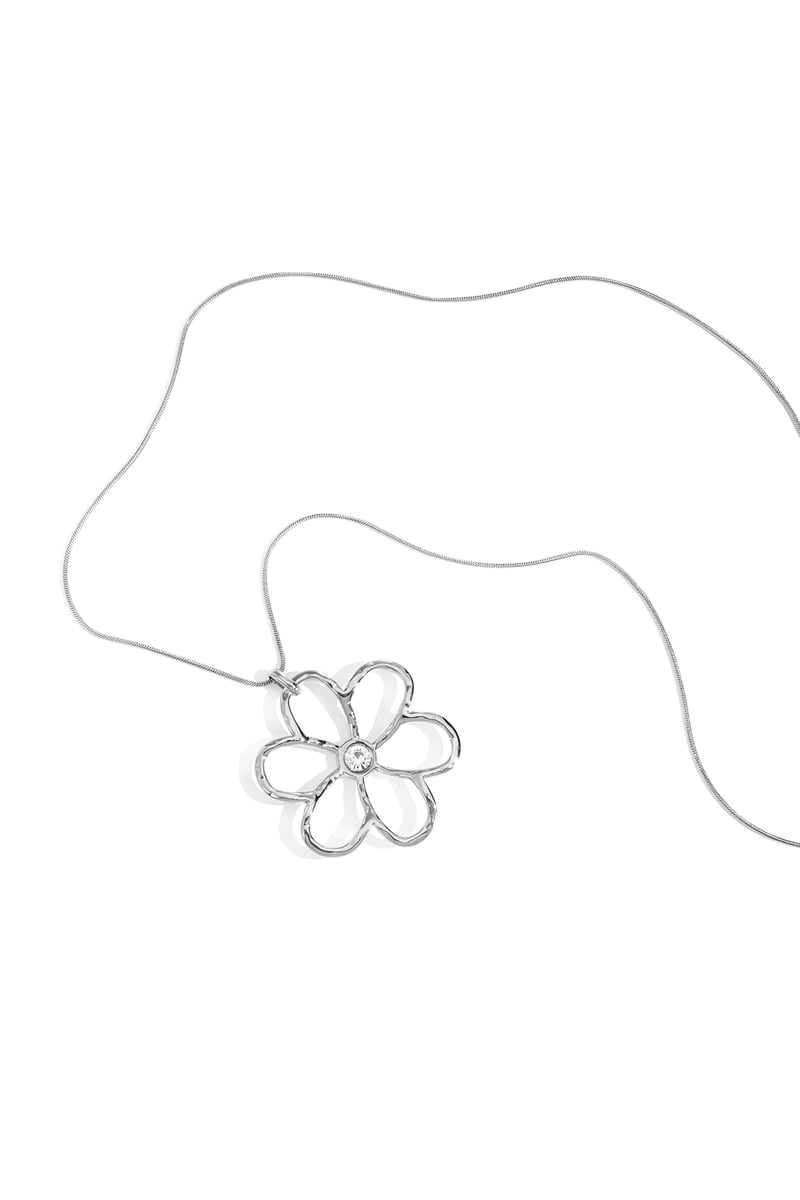 Roestvrijstalen lange kettingen met bloemen, casual, dagelijks, eenvoudig, serie, damessieraden