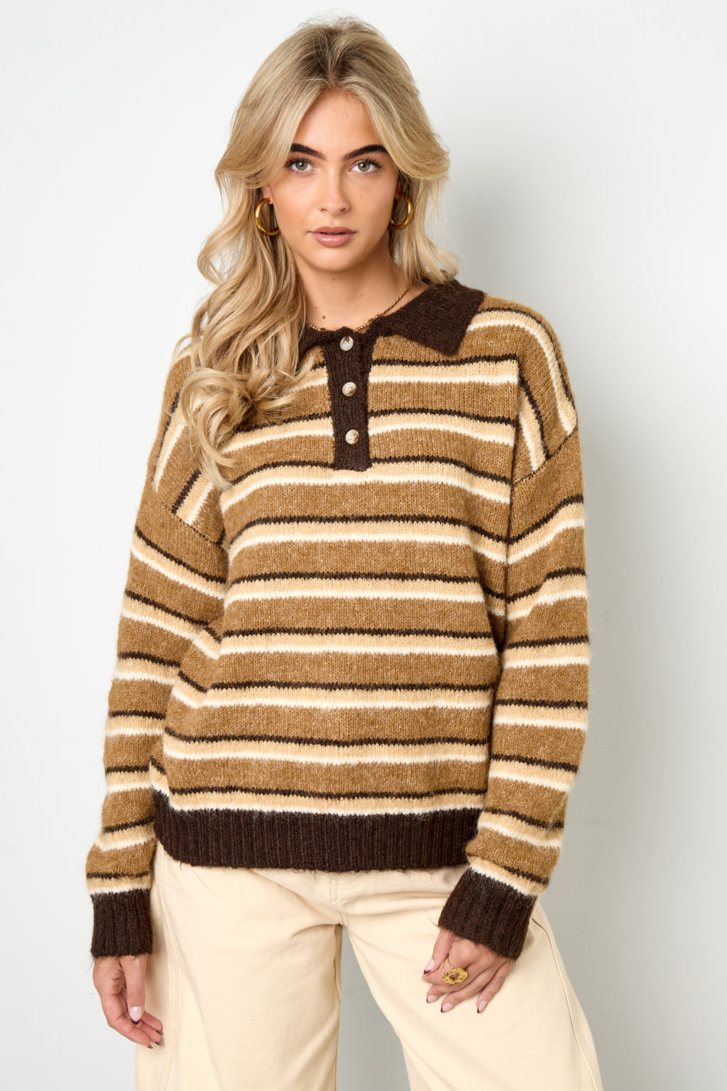 Polyestervezel (polyester) Gebreide truien Strepen Casual Herfst/Winterkleding