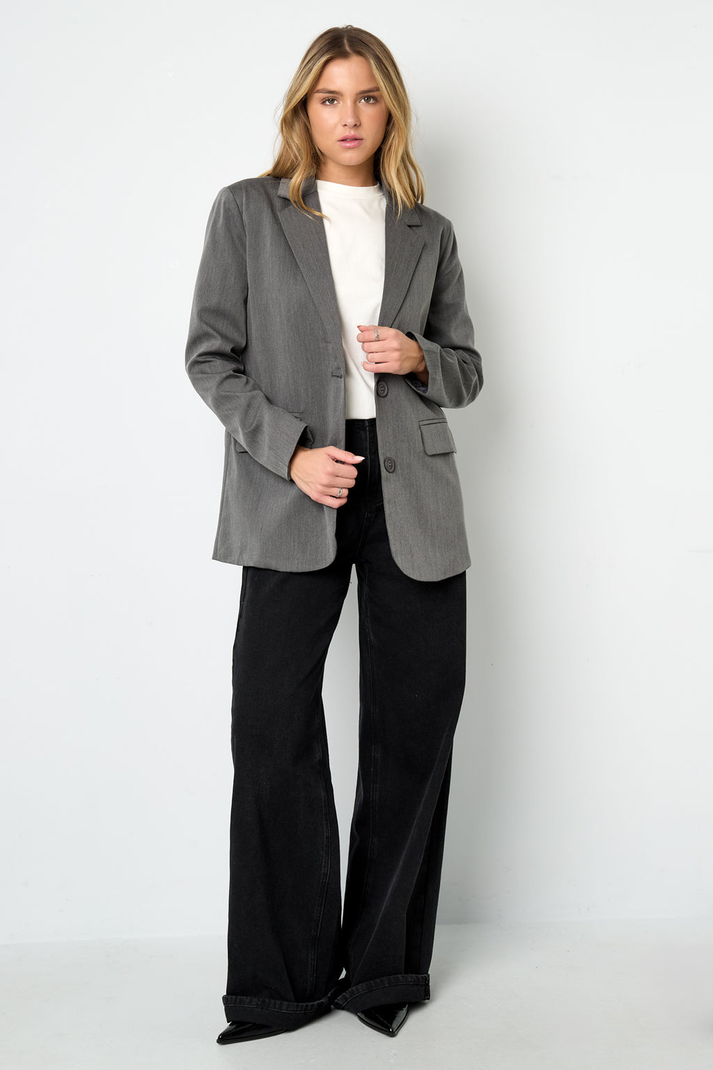 Geweven Polyestervezel Vrouwen Jas Elegant Letters